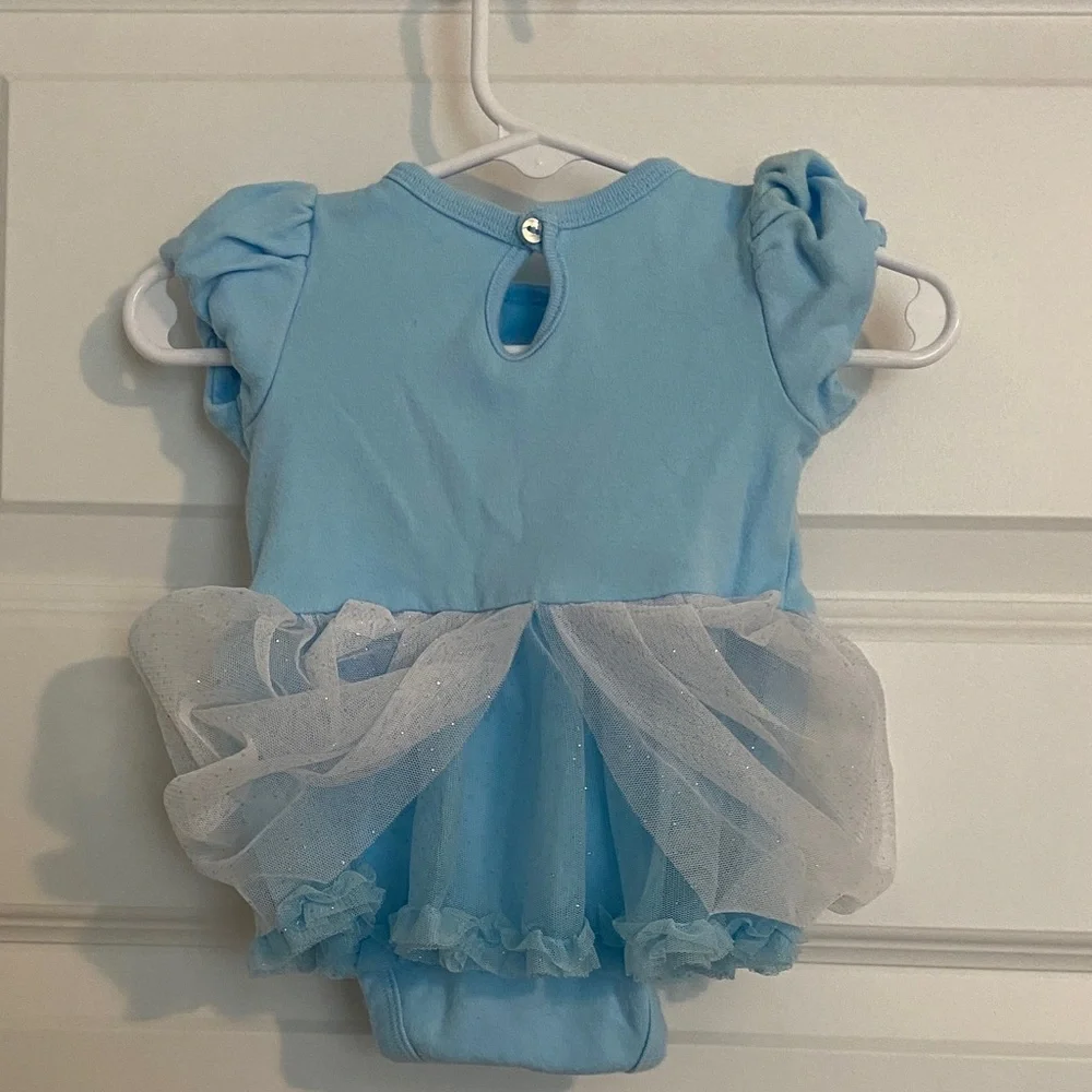 Disney Light Blue Princess Tutu Romper with Silver Accents